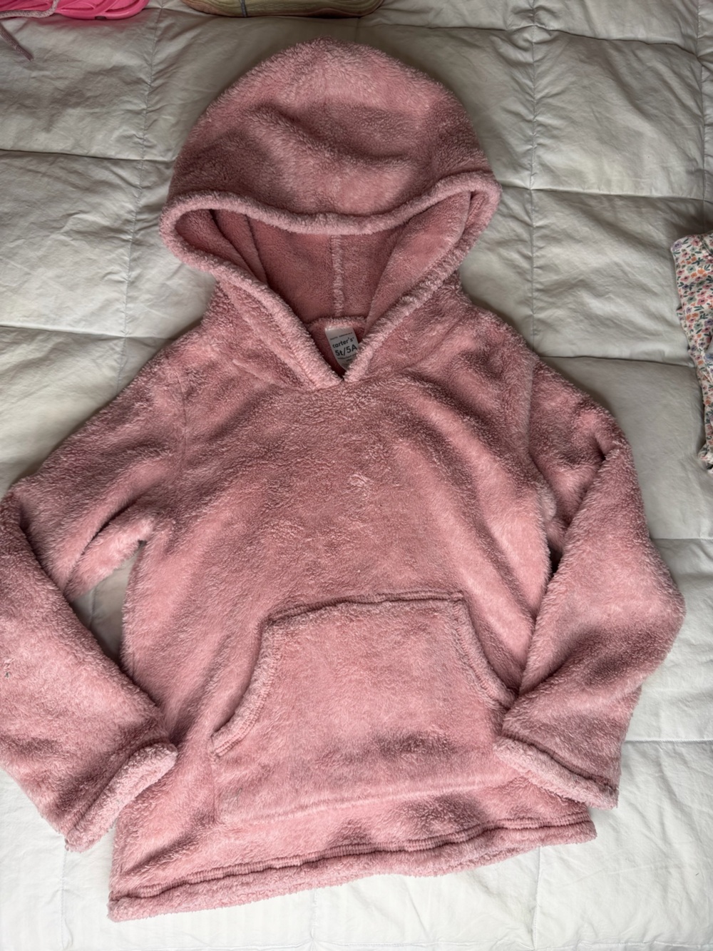 Carter's Plush Hooded Crewneck Sweater in Soft Pink